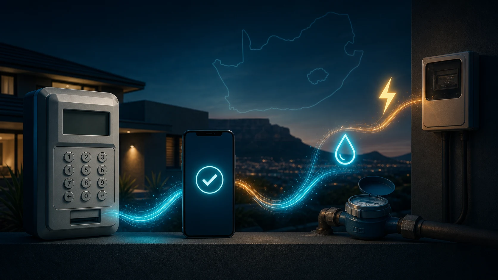 One prepaid utility purchase serving separate water and electricity meters in South Africa