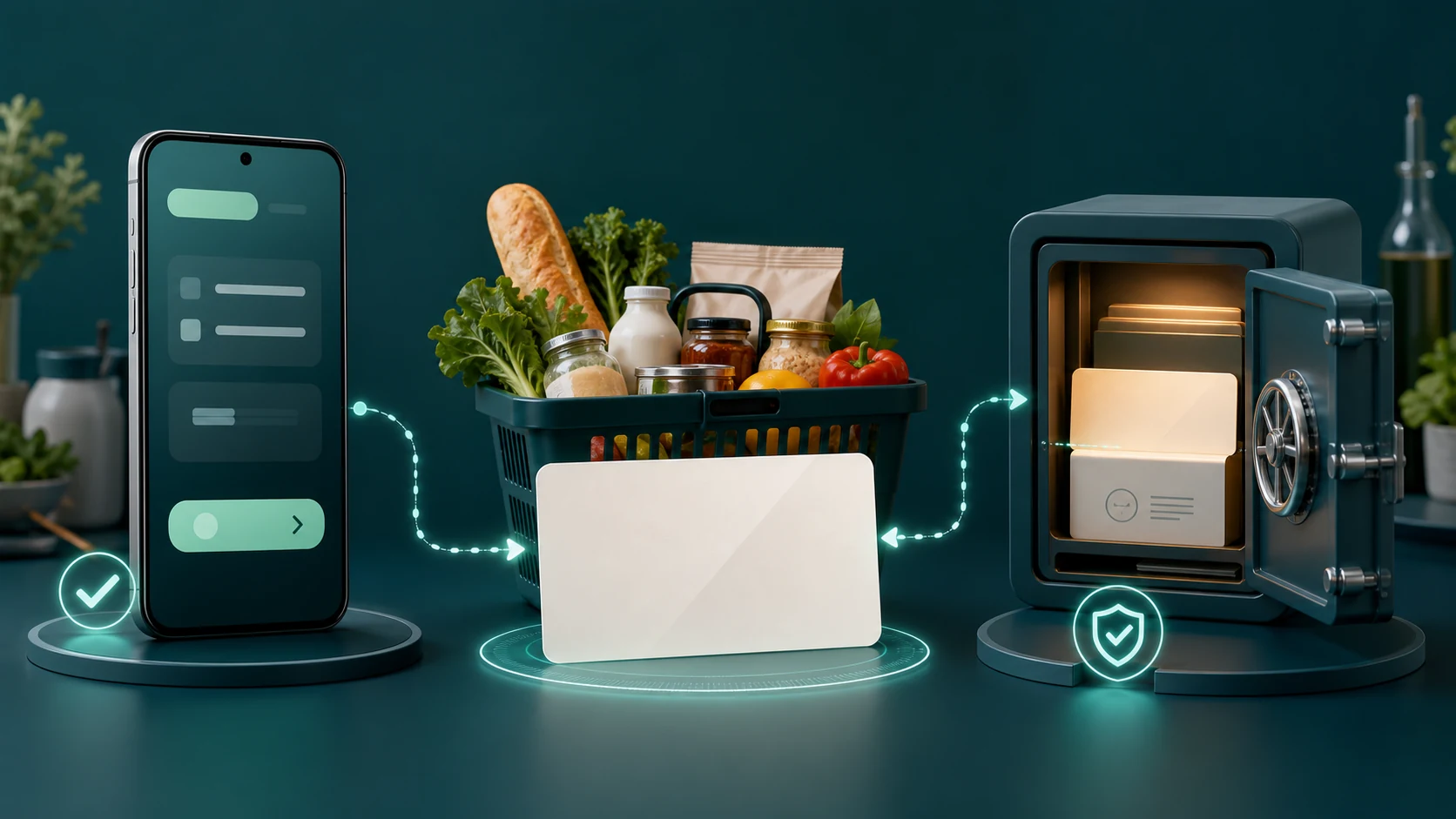 Digital grocery voucher connected to a secure purchase record